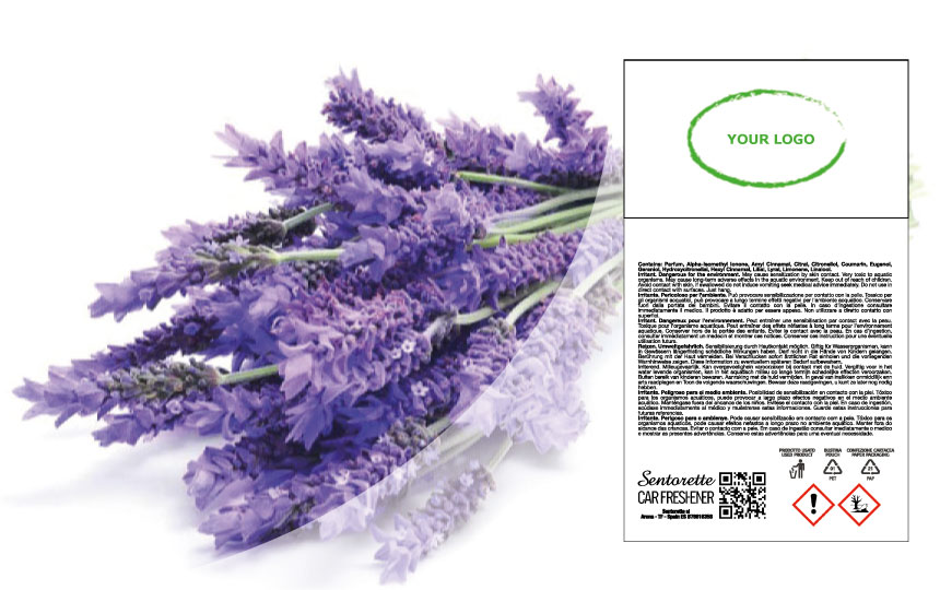 File packaging per profumatore auto personalizzato essenza: Lavanda